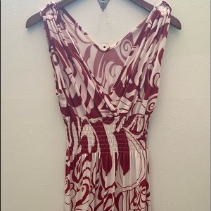 Red / White Swirl Maxi Dress